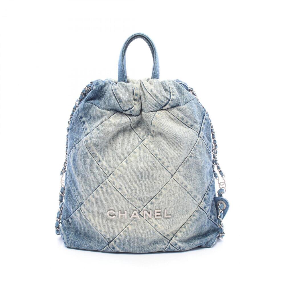 Chanel CHANEL 22 Backpack Rucksack Handbag Denim Women's Blue AS3859